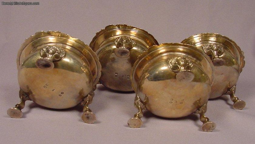 Georgian Silver 1798 William Bayley 4 Open Salt Cellars  