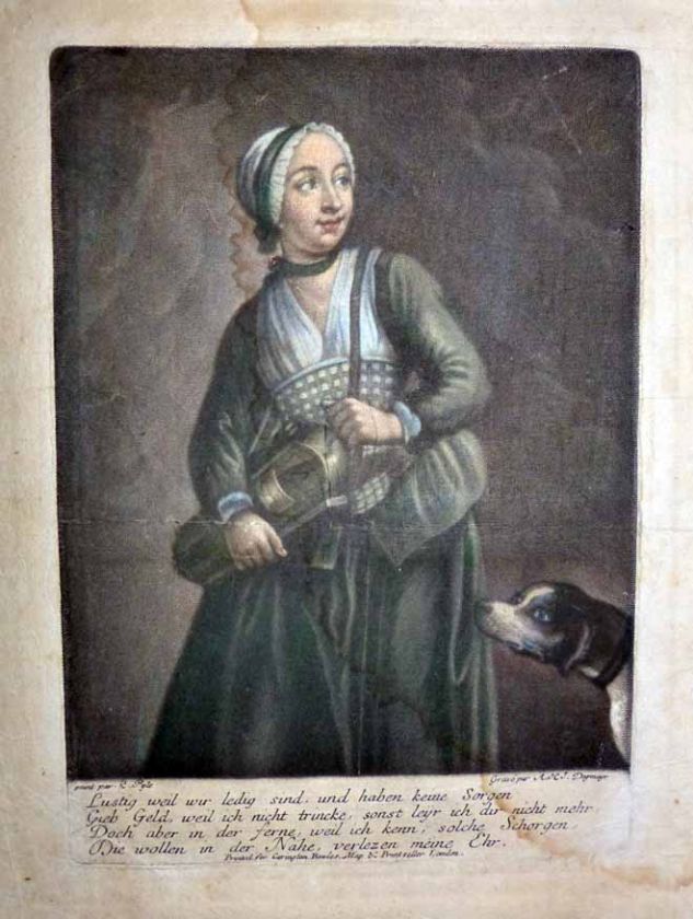 1760 Degmair (Pyle) Fine Art Mezzotint DREHLEIER PLAYER Hurdy Gurdy 