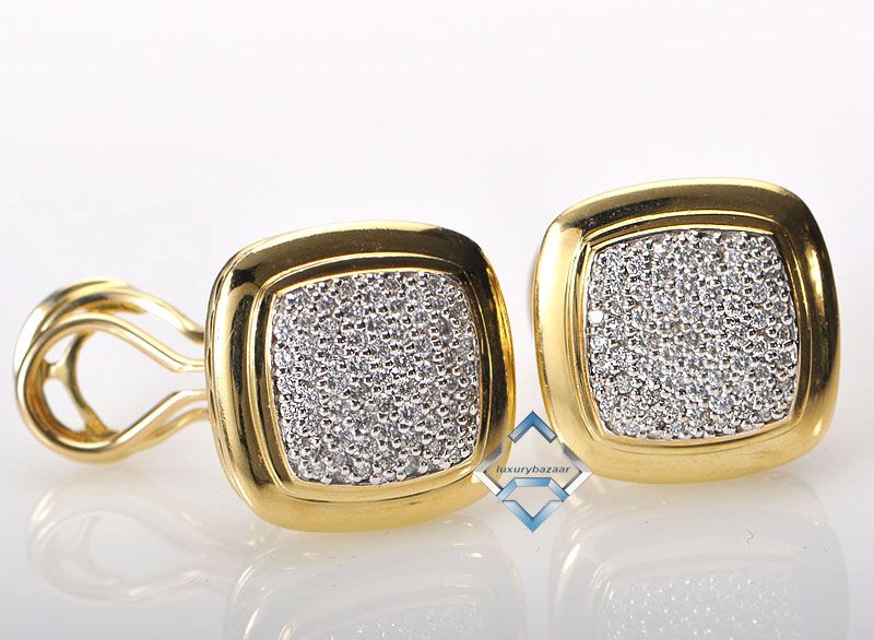 David Yurman18K Yellow Gold Diamond Earrings   Estate  