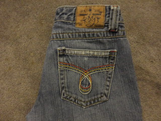 ROXY Low Rise Boot Cut Cotton Jeans ~DISTRESSED~ sz 3  