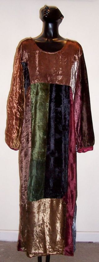   Threads Rayon Velvet Empire Waist Patch Hippie Boho Gypsy Dress 1X