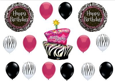 ZEBRA BIRTHDAY CAKE BALLOONS