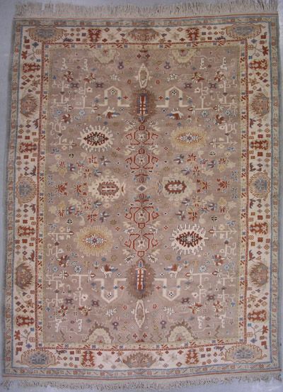 10x13 BROWN TURKISH OUSHAK USHAK ORIENTAL WOOL AREA RUG  