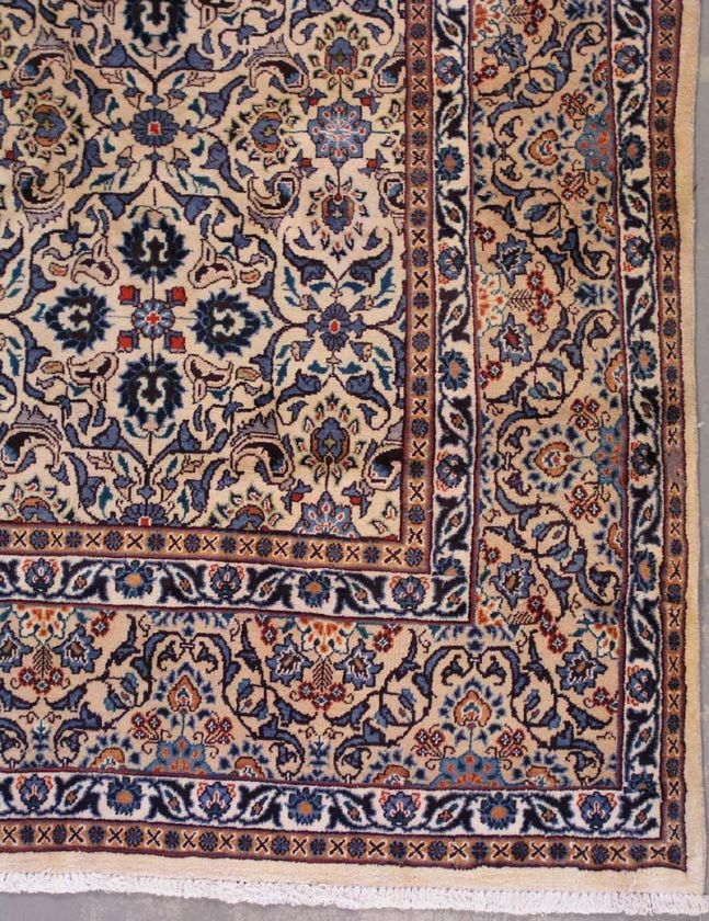 10x13 BEIGE PERSIAN KASHAN WOOL AREA RUG CARPET  