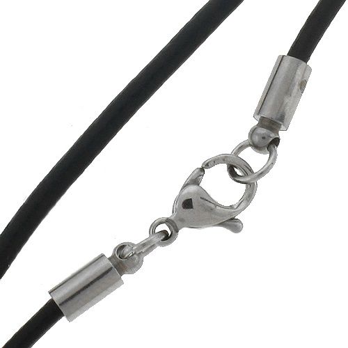 Black Leather Cable Necklace  