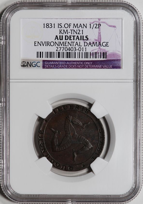 1831 Isle of Man 1/2 Penny   NGC AU Details  