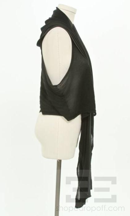 Helmut Lang Black Knit Open Front Long Drape Vest Size L  