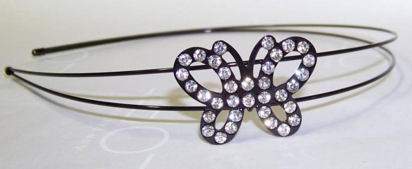 NWT DOUBLE WIRE RHINESTONE BUTTERFLY HEADBAND #164  