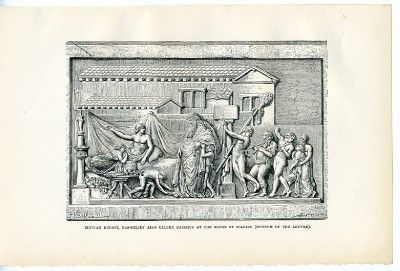 Elysian Repast Bacchus Icarius Roman 1886 Antique Print  