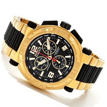 Invicta Mens 1871 Reserve Ocean Hawk 18kt Gold Plated Chronograph 