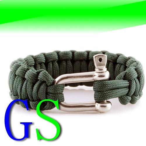 550 Paracord Survival Bracelet Steel Shackle Camping  