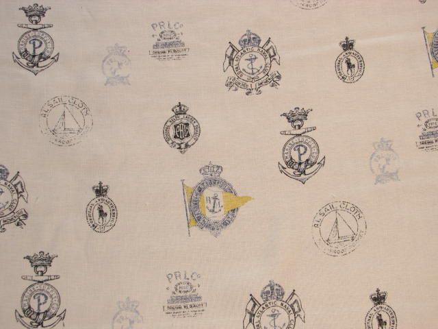 1y Ralph Lauren Navy Nautical Anchors Naval Seal Shabby Linen Home 