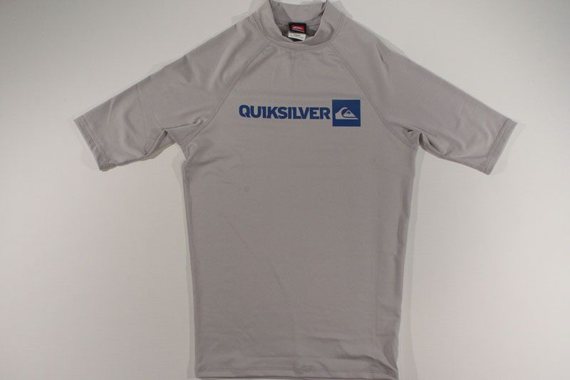 Mens Quiksilver The Plain Rash Guard Grey Multiple Sizes NWT  