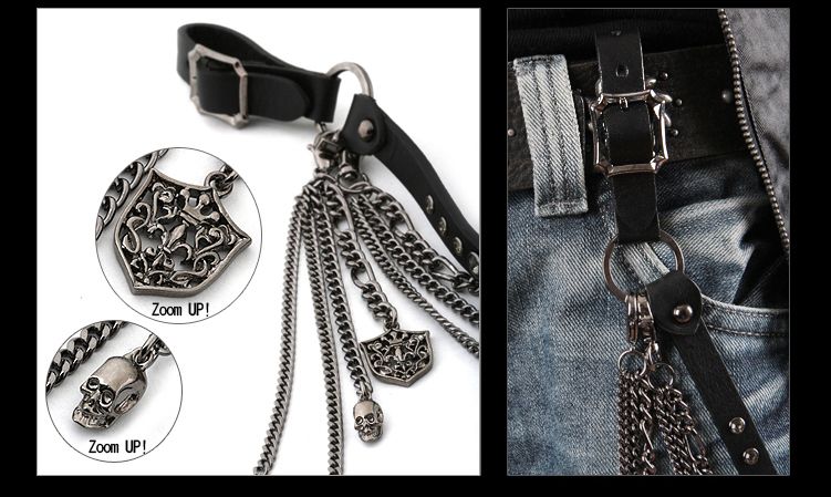 2WAYS Leather Wallet chain/double wallet key chain/BIKER/ROCKER/EMO 