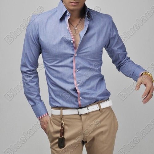 Mens Casual Slim Fit Luxury Stylish Dress Shirts US size XS S M 