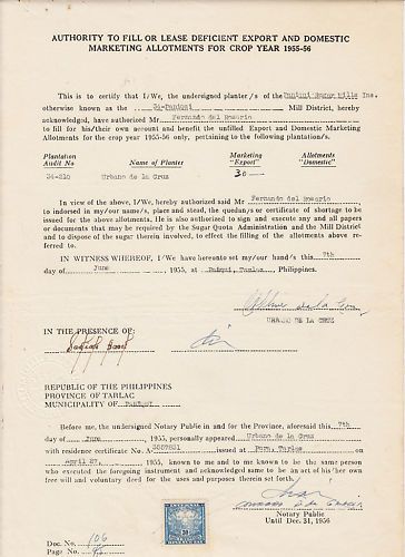 Philippines, 30c blue Fiscal on 1956 Notarized Document  