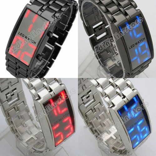   Samurai Metal Mirro LED Faceless Bracelet Watch Man Women Lady Luxury