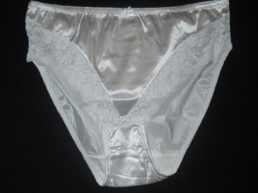 Sissy satin french leg white hi cut briefs new  