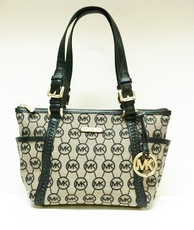 NEW Michael Kors Whipped Top Zip Tote, 30S2GWPT2Q, Bge/Blk BLACK 