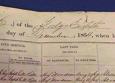 This is for a Original 1864 Civil War Muster Roll of the 48th Regiment 