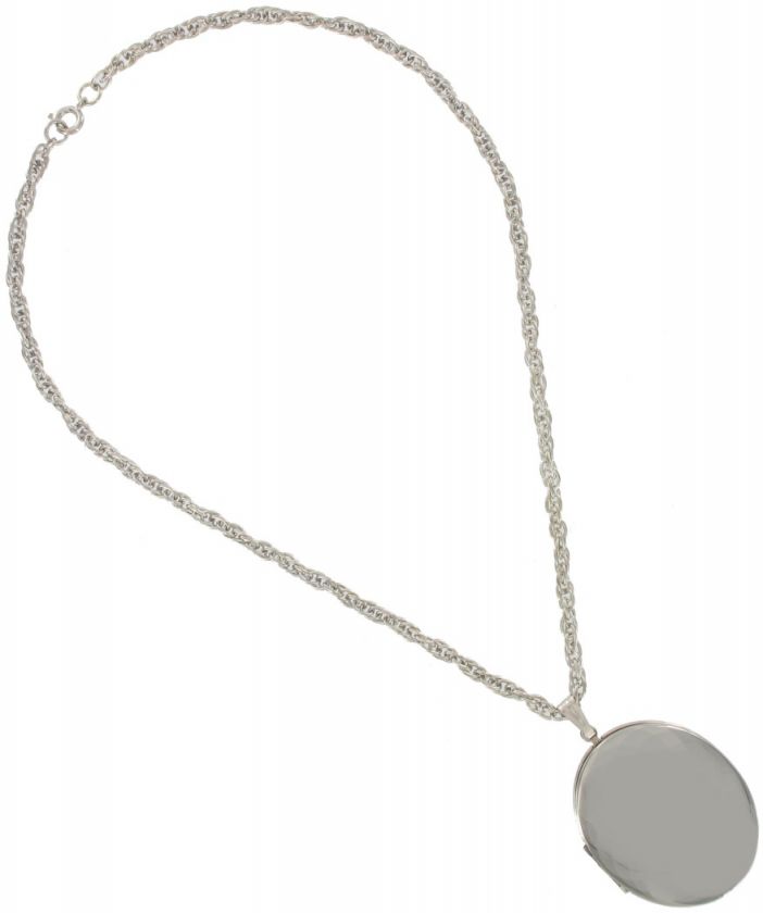 Big Silver Tone Oval Locket Necklace Pendant  