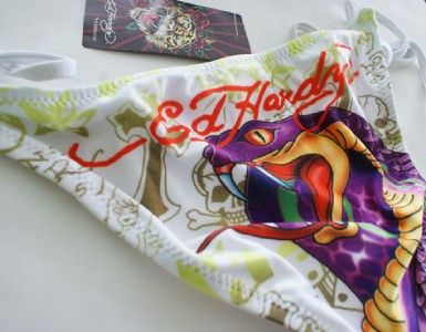 NWT Ed Hardy Swim Bikini Snake Set White 100%AUTH  