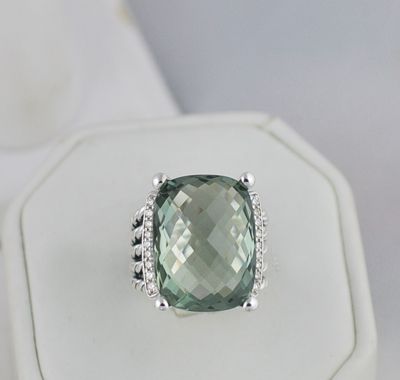 David Yurman 20x15MM Prasiolite Wheaton SS Ring  