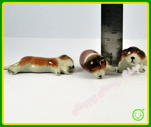   Figurine Ceramic Animal Statue 3 Puppy Dog St. Bernard  