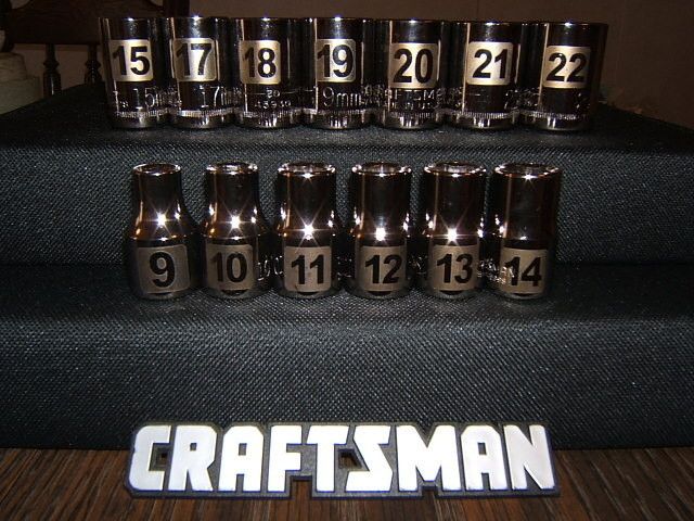 Craftsman 13pc 1/2 Metric LASER ETCHED 6pt Sockets Set  