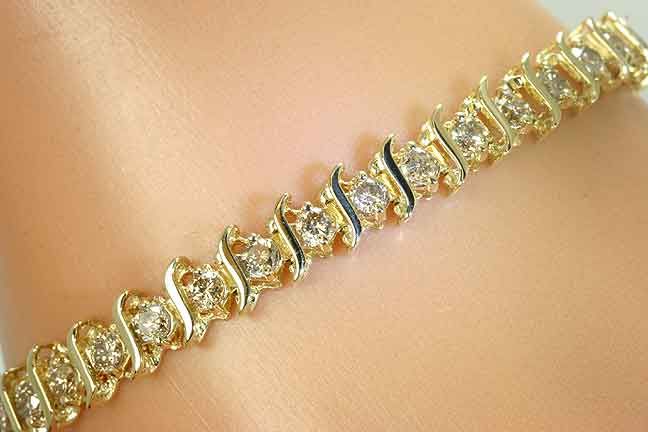 CHIC 5.50CT FANCY ROUND DIAMOND 14K YELLOW GOLD S TENNIS BRACELET 