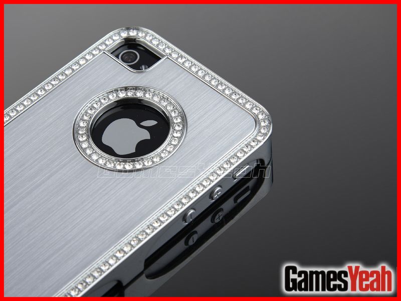 Silver Luxury Bling Diamond Aluminium Case Cover For All iPhone 4 4S 