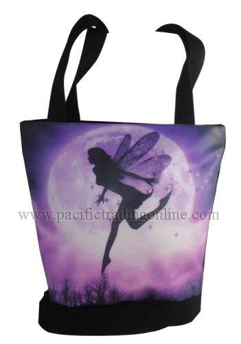 JULIE FAIN ART SEEKING SERENITY FAIRY SILHOUETTES FASHION TOTE BAG 