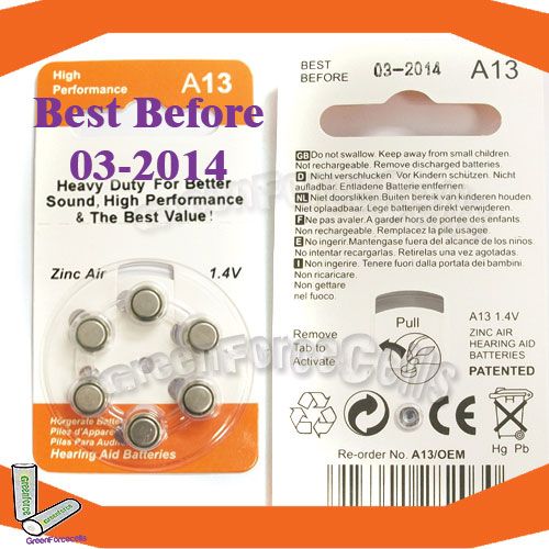 12 x Zinc Air Hearing Aid Battery A 13 A13 7000ZD PR48  