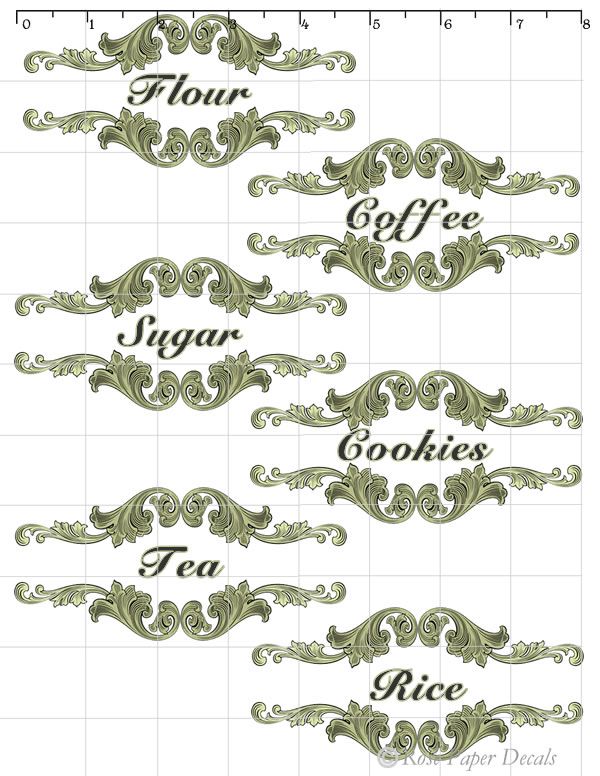 De Lb 7 Vintage Victoria Chic Scroll Shabby Kitchen Label Decals