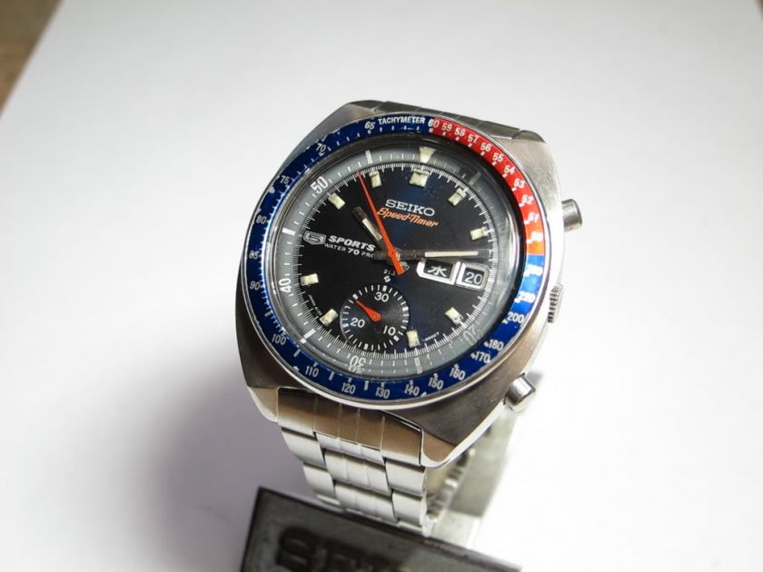 VINTAGE AUTO SEIKO CHRONO 6139 6002 SPEEDTIMER PEPSI RARE  