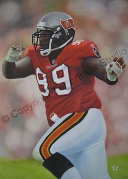 Original Oil Painting Warren Sapp Tampa Bay Buccaneers  