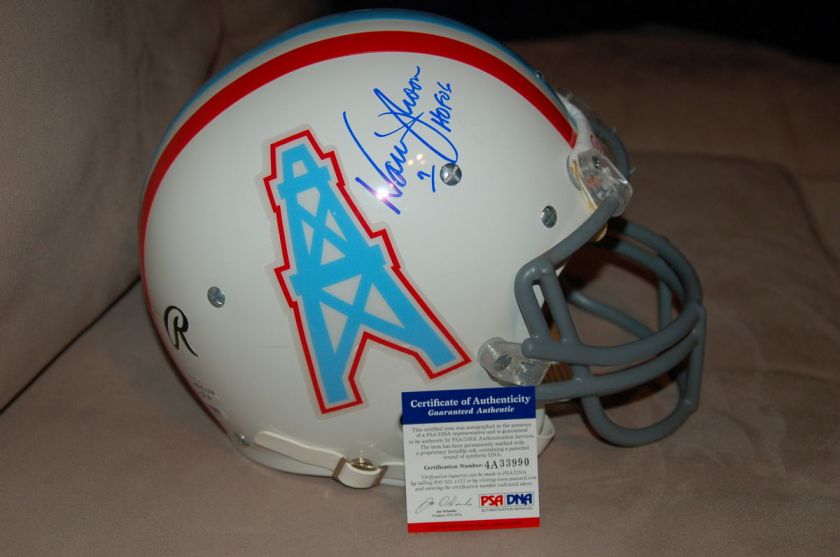   Houston Oilers Football Helmet Rawlings Signed Warren Moon COA  