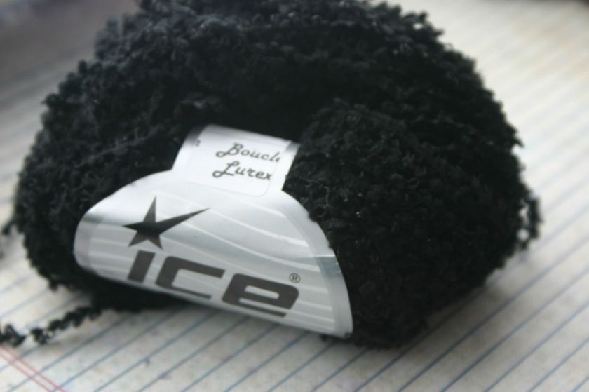 1sk ICE Boucle Yarn half matte/shiny BLACK  