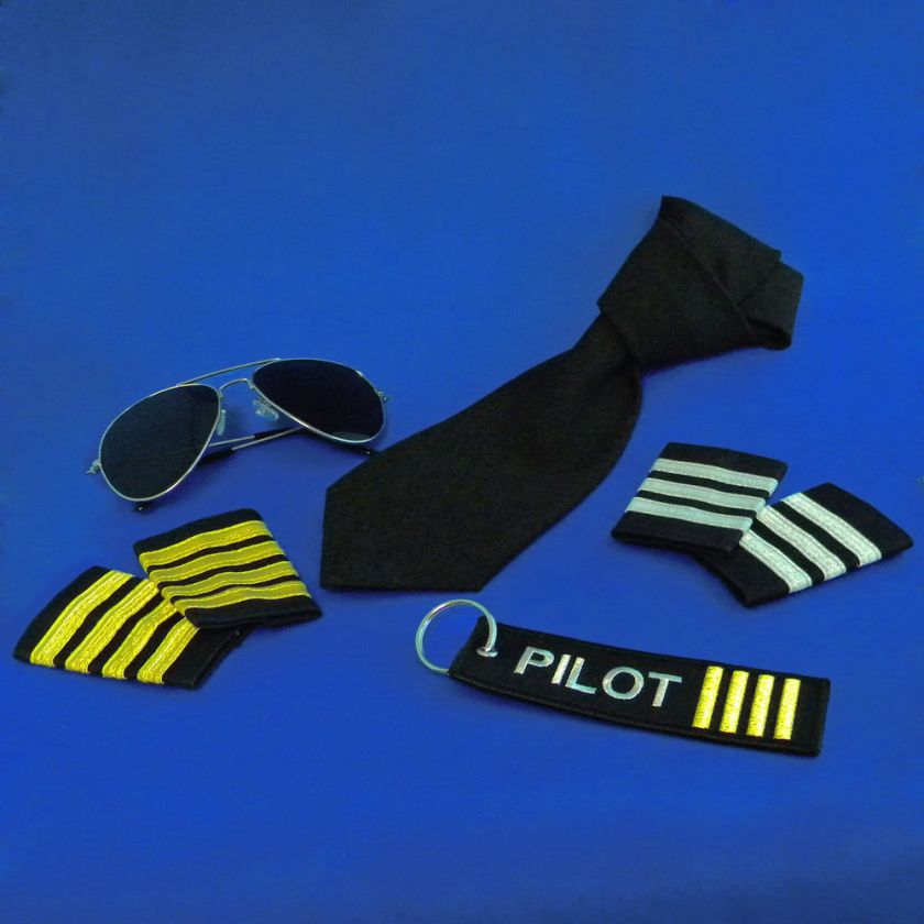   , NECKTIE, SUNGLASSES, KEYTAG, AIRLINE CAPTAIN COPILOT ACCESSORIES