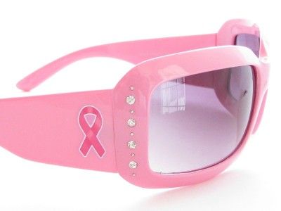 Breast Cancer Awareness Pink Ribbon Rhinestone Sunglasses Pink 4 