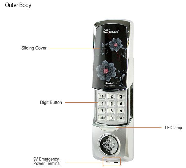 EVERNET Digital Door Lock STYLE2 Keyless  Silver NEW  