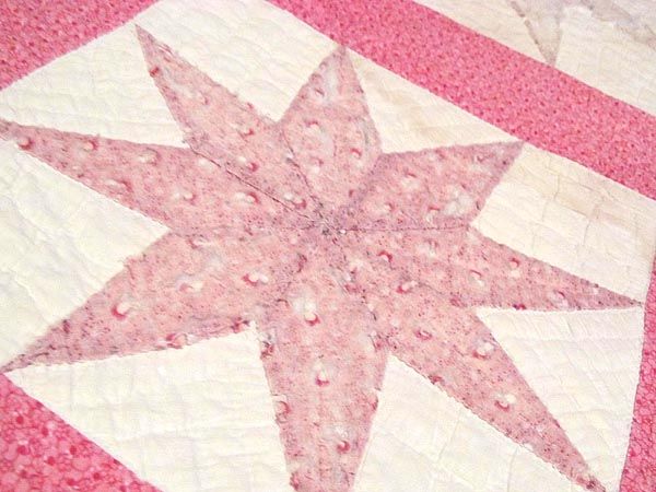 ANTIQUE CIVIL WAR 1860 PRAIRIE HARVEST ALBUM STAR QUILT 10spi QUILT 