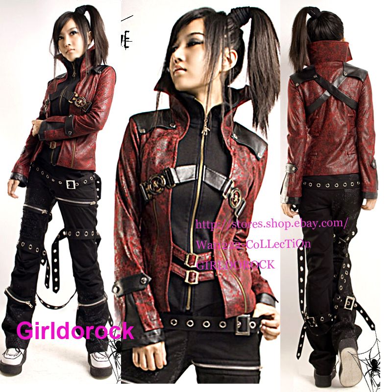 PUNK Kera Y254 LEATHER CROSSOVER VAMPIRE Coat JACKET M  