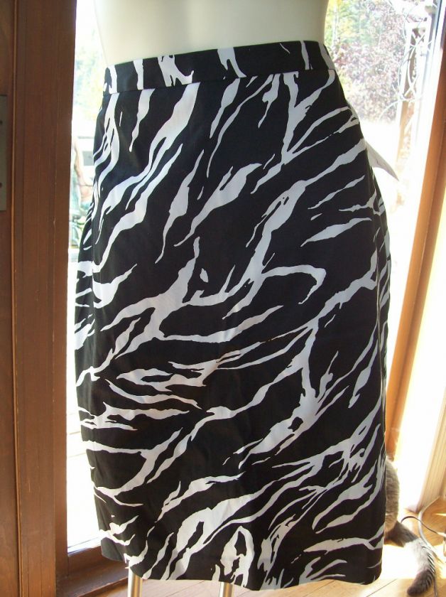 Dana Buchman Womens Size 10 Animal Zebra Print Black White Pencil 