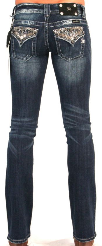 New Womens Miss Me Jeans JP4656B9 Crystal Glamour & Glitz Boot Cut 