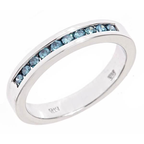 50ct Channel Set Blue Diamond Wedding Anniversary Band Ring 10k 