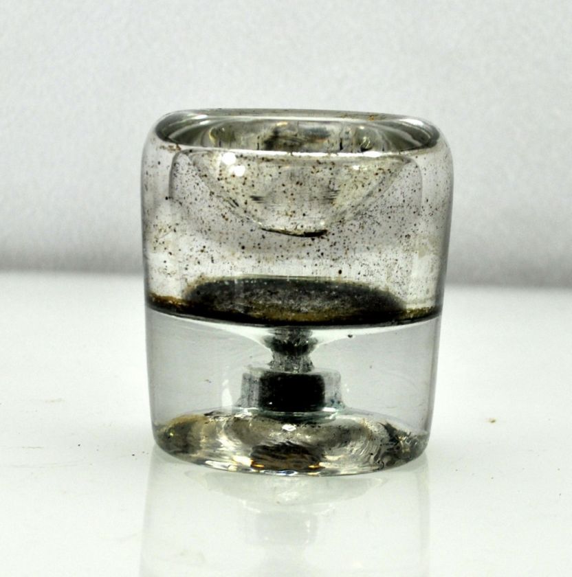 Antique Glass Funnel Type Inkwell w/Cork & Ground Base  