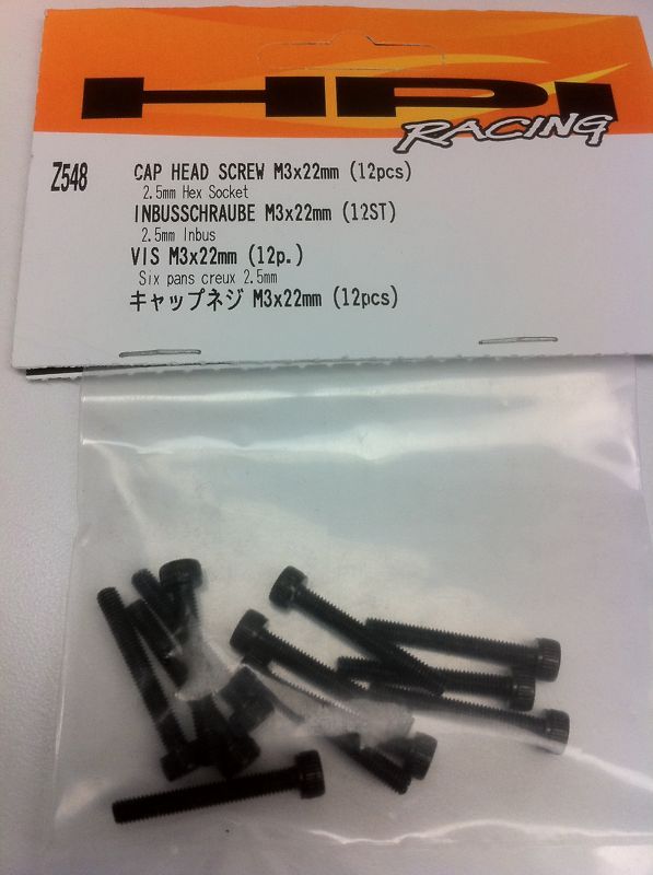 HPI Z548 Cap Head Screws M3 x 22mm 12 pcs  