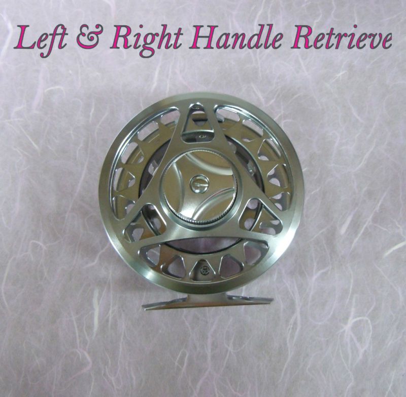 Machined 5&7 large arbour fly reel, right & left handle  