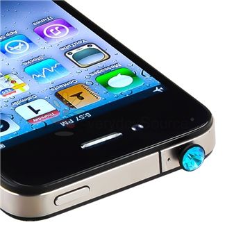 Blue 3.5mm Diamond Headset Dust ear Cap Plug for Apple Iphone 4 4G 3G 